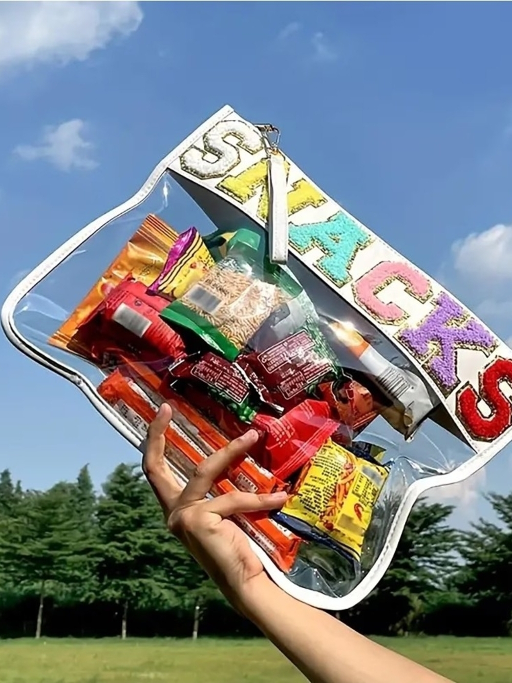 Clear Snack Tote Bag with Colorful 'SNACKS' Trim